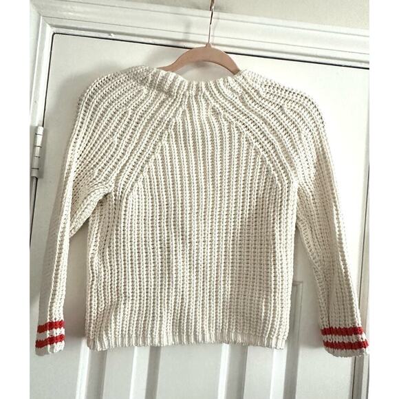 Maeve Anthropologie Old Money Cropped Tennis Patch Embroidered Cardigan Sweater - Picture 5 of 7